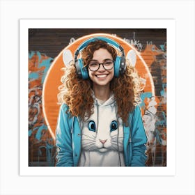 448919 Female Programmer With A Big Smile, White Rabbit E Xl 1024 V1 0 2 Art Print