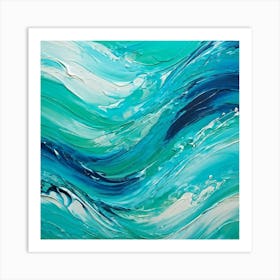 Abstract Turquoise Waves Embracing A Fresh Nautical Texture Gently Lapping Across The Canvas Blend (2) Art Print