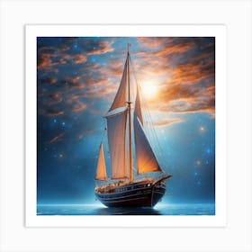 Sailboat In The Sea Art Print