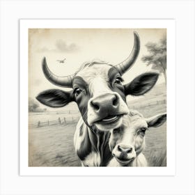 Cow And Calf 3 Art Print