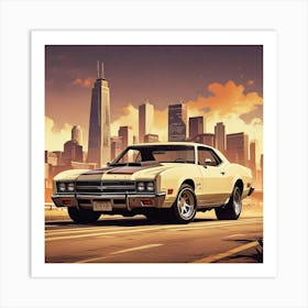 Classic Muscle Car In The City Art Print