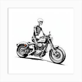 Skeleton Riding A Motorcycle Art Print