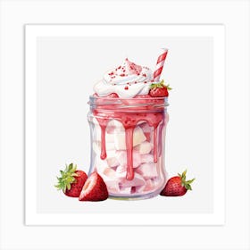 Strawberry Ice Cream In A Jar Art Print