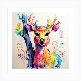 Colorful Deer 13 Art Print