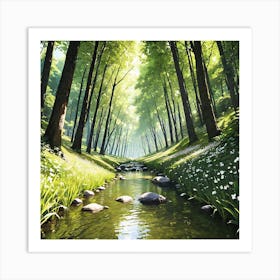 Stream In The Forest 1 Art Print