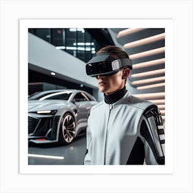 Futuristic Man In Futuristic Car Art Print