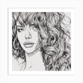 Portrait Of A Girl With Curly Hair Art Print