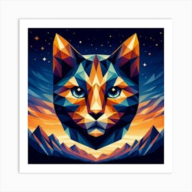 Sable Low Poly Cat 1 Art Print