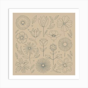 Flowers And Leaves Art Print