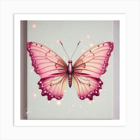 Pink Butterfly Canvas Painting Art Print