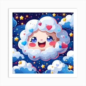 Kawaii Cloud Art Print