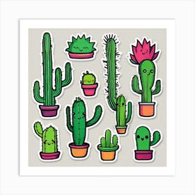 Cactus Stickers 6 Art Print