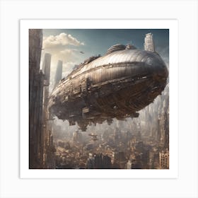 70170 Massive Airship Floating Above A Sprawling Metropo Xl 1024 V1 0 Art Print