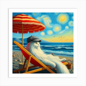 Cat On The Beach Art Print