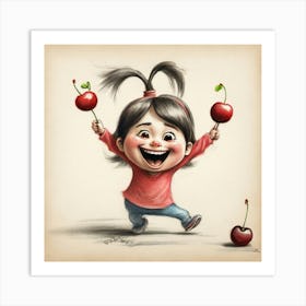 Little Girl With Cherries 1 Art Print