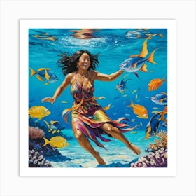 Create Sea And Fish And People (1) Art Print