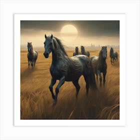 Horses In The Field 17 Art Print