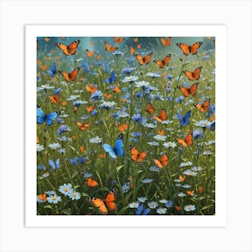 Butterflies In The Meadow Art Print