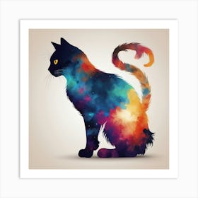 Abstract Cat Silhouette Art Print