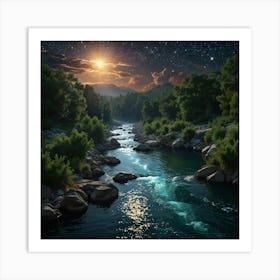 River At Night 2 Art Print