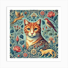 cat inspired morris art print Art Print