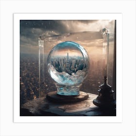 Cityscape In A Snow Globe Art Print