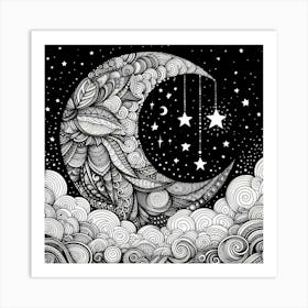 Moon And Stars 6 Art Print