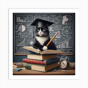 Graduation Cat 2 Art Print