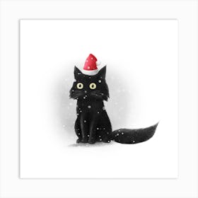 Santa Cat Art Print