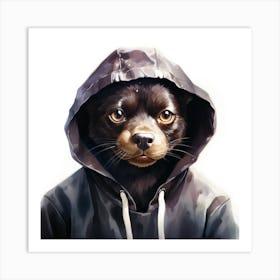 Watercolour Cartoon Tasmanian Devil In A Hoodie 3 Art Print