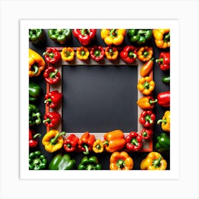 Colorful Peppers In A Frame 3 Art Print