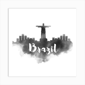 Watercolor Brazil Skyline Art Print