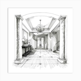 Sketch Of A Hallway Art Print