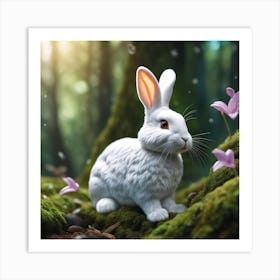 White Rabbit In The Forest 1 Art Print