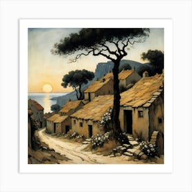 Village At Sunset 4 Art Print