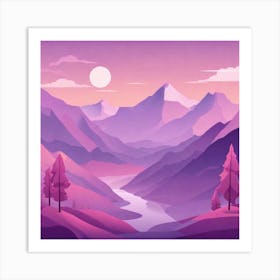 Misty mountains background in purple tone 106 Art Print