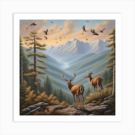 Deer In The Mountains Art Print