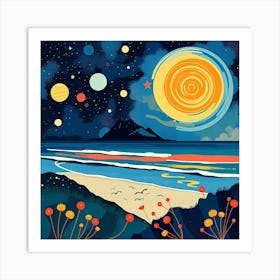 Night At The Beach 2 Art Print