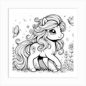 Line Art pony Art Print