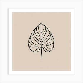 Leaf On A Beige Background Art Print