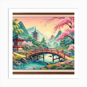 Landscape in Japanese style 3 Art Print