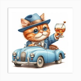 Cat In A Car 4 Art Print