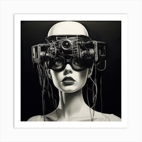 Woman With A Camera On Her Head Art Print