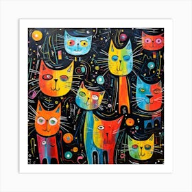 Cats In Space 2 Art Print