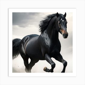 Black Horse Running Art Print