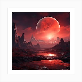 An Alien Planet With Red Sky 4:7 Art Print