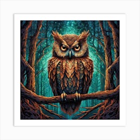 Owl In The Forest 39 Art Print