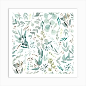 Eucalyptus Leaves Botanical Pattern Art Print