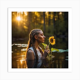 sunflower water woman 2 Art Print
