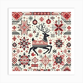 Nordic Reindeer Art Print